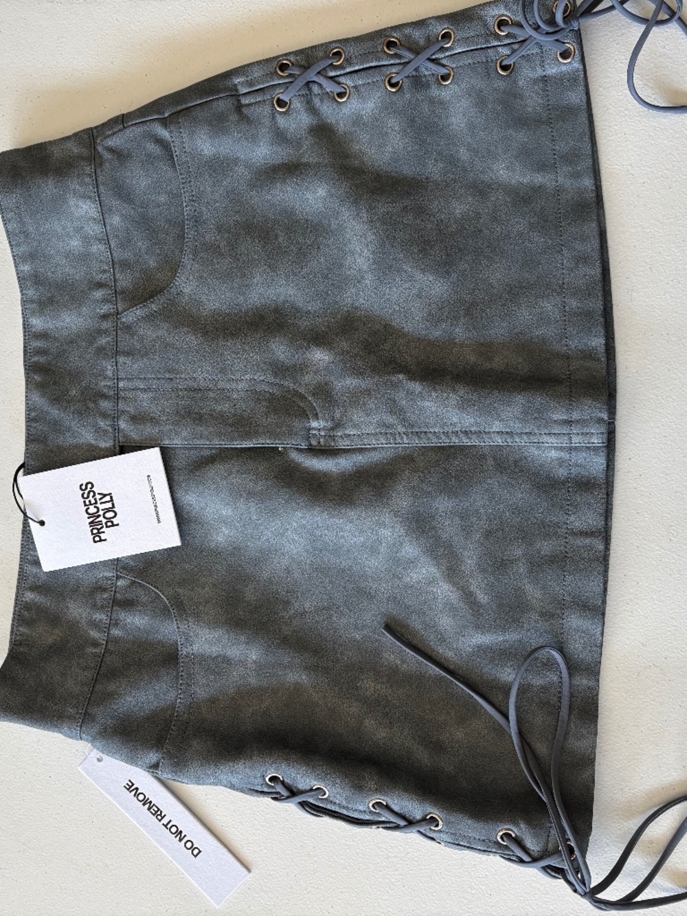 Princess Polly Leather Mini Skirt Slate